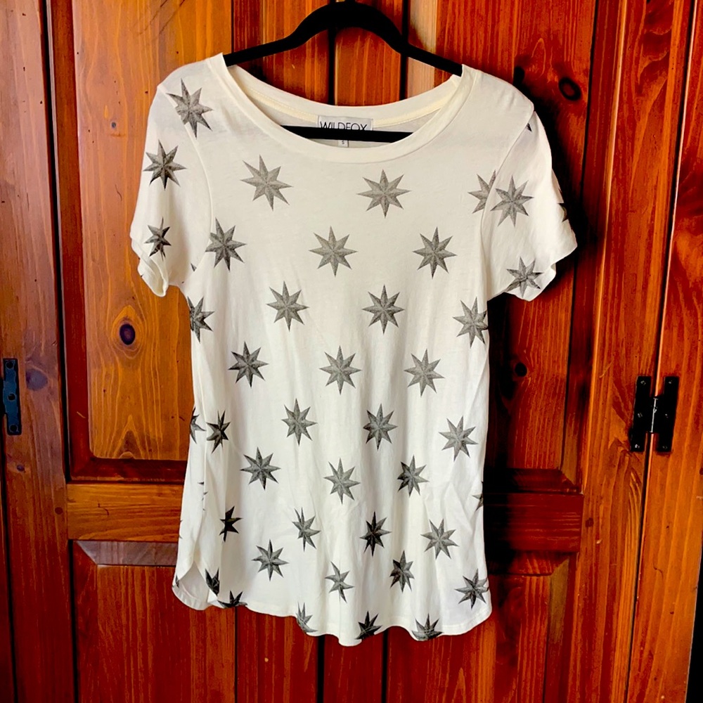 Wildfox Designer Star Tee T-Shirt Black White S